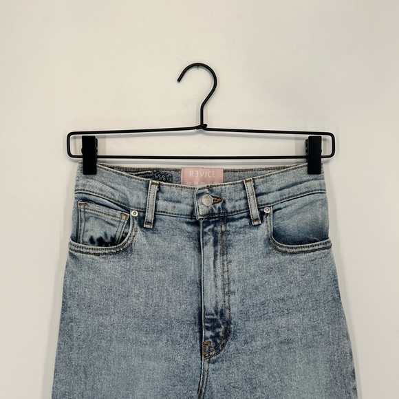 Revice Denim Reversed Bottom Cuffed Hem High Rise Straight Leg In Legally Blue - Picture 1 of 8